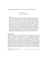 A Phenomenological Take on the Problem of Reification