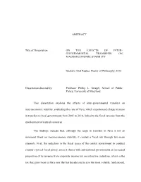 ABSTRACT Title of Dissertation: on the EFFECTS OF