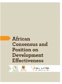 African Consensus and Position on Development E Ectiveness Preface