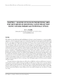 Chapter 4. Analysis of Fauna in the Receiving Area for the Purpose of Identifying Native Species That Exotic Natural Enemies May Potentially Attack