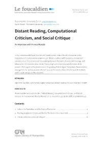 Distant Reading, Computational Criticism, and Social Critique