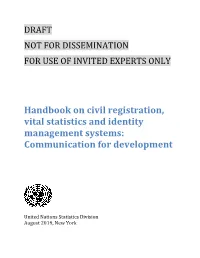 Handbook on Civil Registration, Vital Statistics and Identity Management Systems: Communication for Development