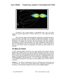 Juno Math: Exploring Jupiter's Gravitational Field