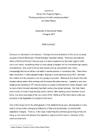 Launch of "Strata Title Property Rights– Private Governance of Multi
