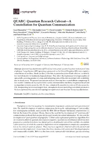 QUARC: Quantum Research Cubesat—A Constellation for Quantum Communication