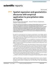 Spatial Regression and Geostatistics Discourse with Empirical Application to Precipitation Data in Nigeria Oluyemi A