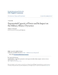 Exponential Capacity of Power and Its Impact on the Military Alliance Dynamics Nikoloz G