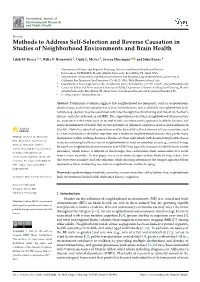 Methods to Address Self-Selection and Reverse Causation in Studies of Neighborhood Environments and Brain Health