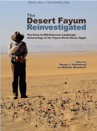 Desert Fayum Fayum Desert Reinvestigated Desert Fayum He Neolithic in Egypt Is Thought to Have Arrived Via Diffusion from an Origin in Southwest Asia