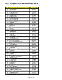List of Active Appointed Agents As on 28Th Feb'18