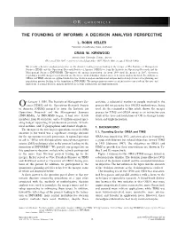 The Founding of Informs: a Decision Analysis Perspective