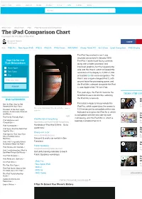 The Ipad Comparison Chart Compare All Models of the Ipad