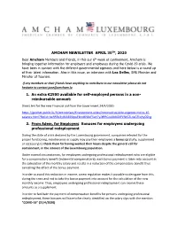 AMCHAM NEWSLETTER APRIL 30TH, 2020 1. an Extra €2500 Available for Self-Employed Persons in a Non- Reimbursable Amount: 2. Fr