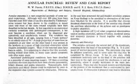 Annular Pancreas: Review and Case Report W