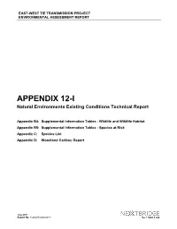 APPENDIX 12-I Natural Environments Existing Conditions Technical Report