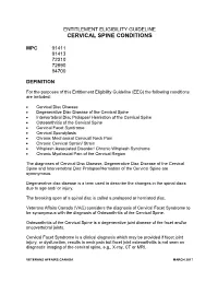 Entitlement Eligibility Guideline Cervical Spine Conditions