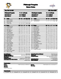 Pittsburgh Penguins Game Notes