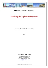 Selecting the Optimum Pipe Size