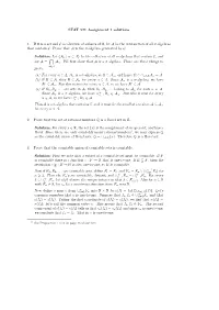 STAT 571 Assignment 1 Solutions 1. If Ω Is a Set and C a Collection Of