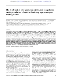 The H Subunit of Eif3 Promotes Reinitiation Competence During Translation of Mrnas Harboring Upstream Open Reading Frames