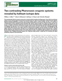 Two Contrasting Phanerozoic Orogenic Systems Revealed by Hafnium Isotope Data William J