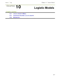 Chapter 10. Logistic Models