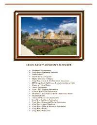 Craig Ranch Ammenity Summary