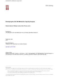 Developing the UIC 406 Method for Capacity Analysis