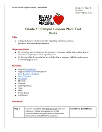 Fad Diets Sols • Istinguish Between Facts and Myths Regarding Nutrition Practices, Products, and Physical Performance