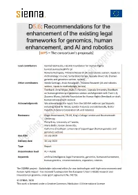 Recommendations for the Enhancement of the Existing Legal Frameworks for Genomics, Human Enhancement, and AI and Robotics [WP5 – the Consortium’S Proposals]