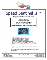 Speed Sentinel II™ Programmable Road Speed Limiter