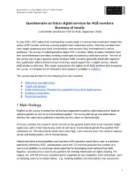 This Report Summarizes the Replies of 34 ACE Archives That Answered the Survey