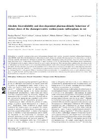 Absolute Bioavailability and Dose-Dependent Pharmacokinetic Behaviour Of