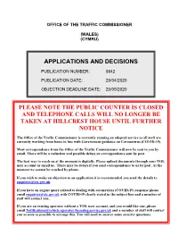 Applications and Decisions for Wales