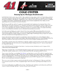 COLE CUSTER Gearing up for Michigan Doubleheader