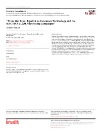 'From Our Lips:' Lipstick As Consumer Technology and the MAC