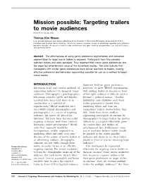 Mission Possible: Targeting Trailers to Movie Audiences Received: 5Th January, 2005