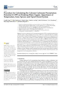 Procedure for Calculating the Calcium Carbonate Precipitation Potential