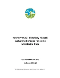 Refinery MACT Summary Report: Evaluating Benzene Fenceline Monitoring Data
