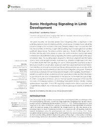 Sonic Hedgehog Signaling in Limb Development
