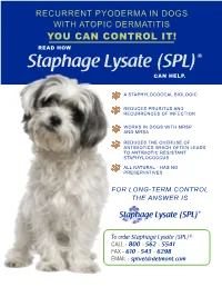 Staphylococcus Aureus Phage Lysate (SPL) Use for Control of Recurrent Eczematizing Pyoderma of Dogs with Atopic Dermatitis 2011 – by Dr