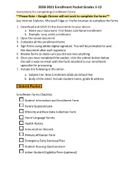 2020-2021 Enrollment Packet Grades 1-12