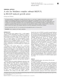 A Role for Mediator Complex Subunit MED13L in Rb&Sol;E2F-Induced