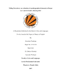 An Evaluation of Autobiographical Elements in Harper Lee's Novel To