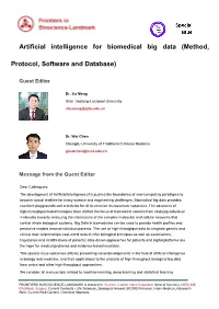 Artificial Intelligence for Biomedical Big Data (Method, Protocol, Software