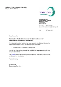 Dear Councillor Notification of a Decision Taken by the Cabinet