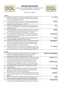 ONLINE QUIZ LEAGUE Questions Set by Alan Morgan of Lockdown Latecomers for Use in Friendly Matches on 10/2/21