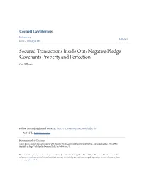 Secured Transactions Inside Out: Negative Pledge Covenants Property and Perfection Carl S