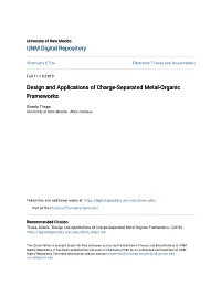 Design and Applications of Charge-Separated Metal-Organic Frameworks