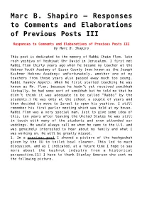 Marc B. Shapiro &#8211; Responses to Comments